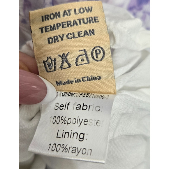 Dark Pink Dress Womens 8 Purple Floral Ruffle Boho Puff Sleeve Ruched Mini Femme - Picture 12 of 12